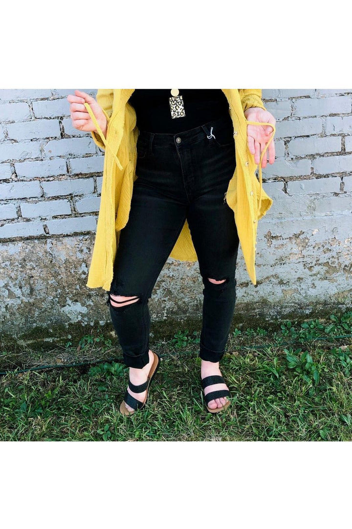 Chic Soft Black High Rise Skinny Jeans-Bottoms-Vervet by Flying Monkey-Vintage Dragonfly-Women’s Fashion Boutique Located in Sumrall, Mississippi