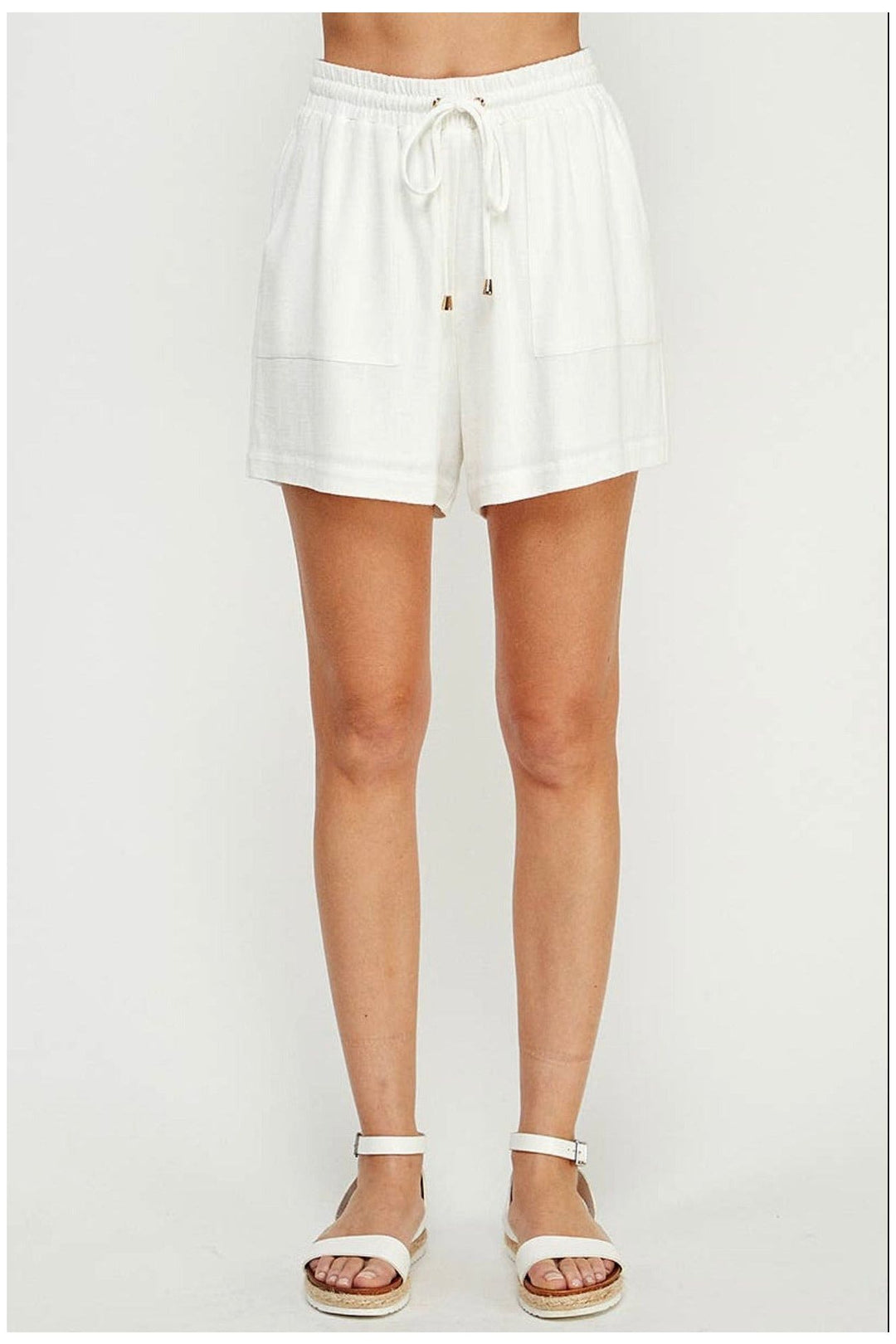 Off White Linen blend Tie Shorts-Bottoms-Allie Rose-Vintage Dragonfly-Women’s Fashion Boutique Located in Sumrall, Mississippi