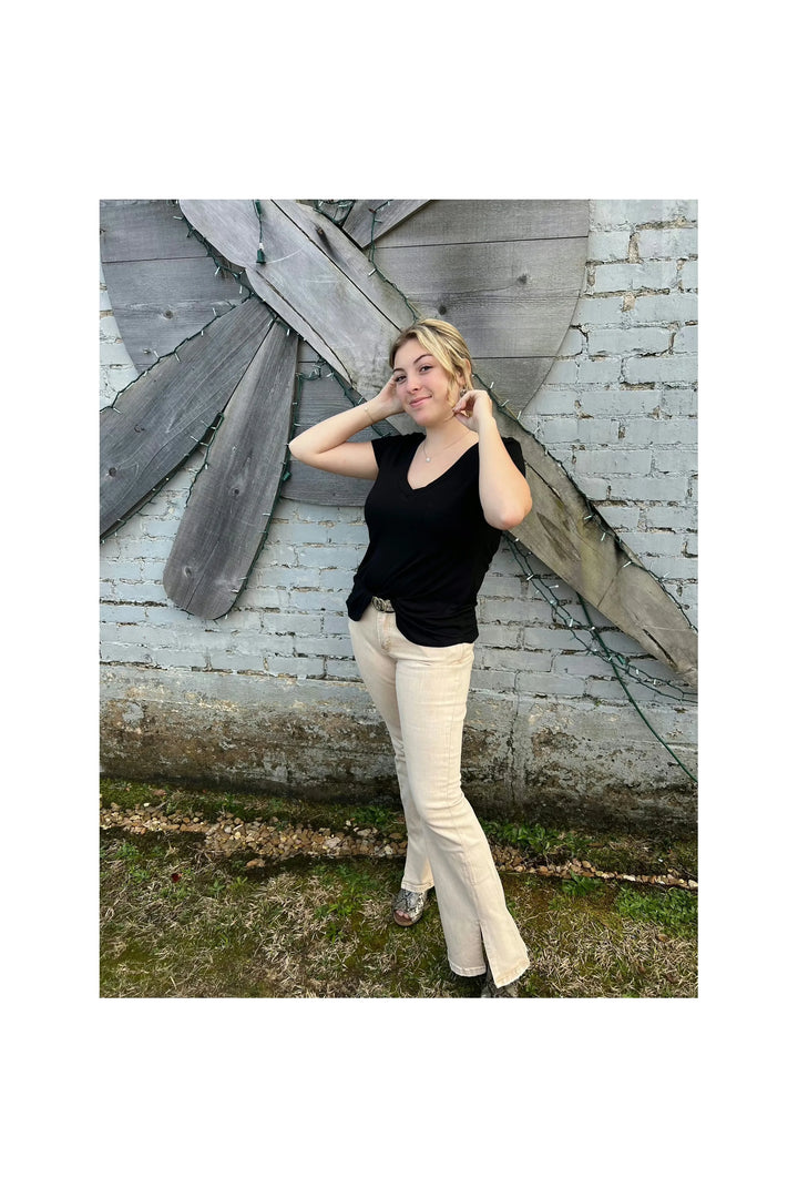 Cream Mid rise Flare by Vervet-Bottoms-Vervet by Flying Monkey-Vintage Dragonfly-Women’s Fashion Boutique Located in Sumrall, Mississippi