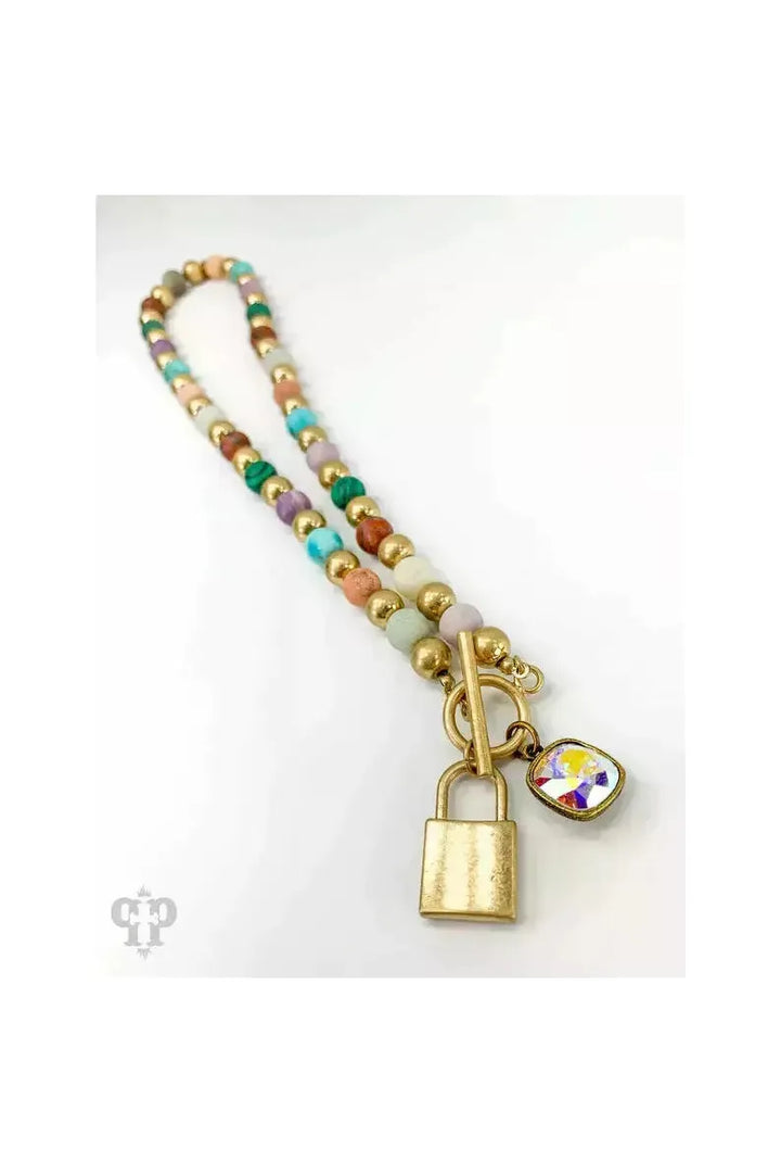 Multicolor stone bead Necklace-Jewelry-Pink Panache-Vintage Dragonfly-Women’s Fashion Boutique Located in Sumrall, Mississippi
