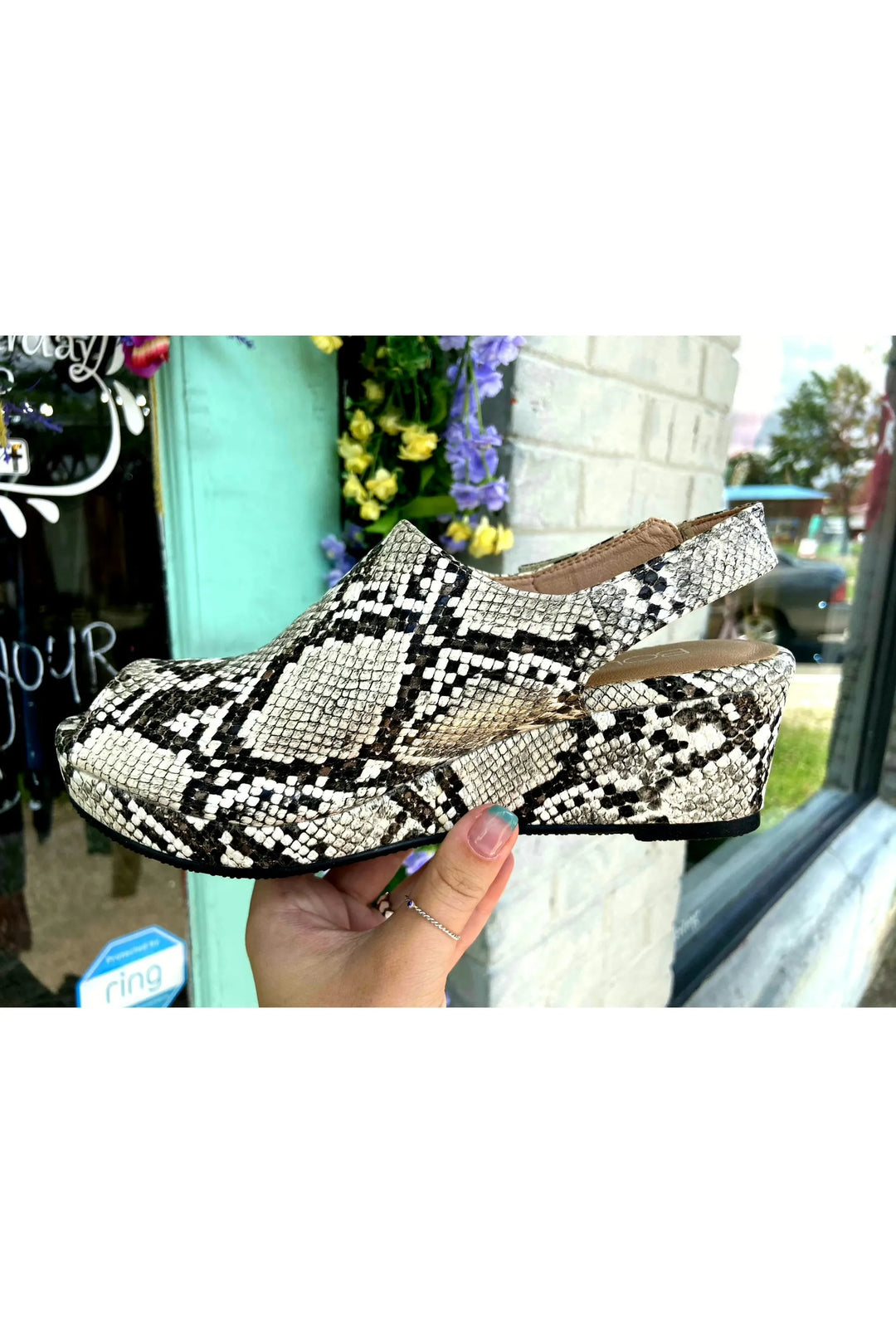 Sassy Peep Toe Black/White Snake Pattern-Shoes-Corky’s-Vintage Dragonfly-Women’s Fashion Boutique Located in Sumrall, Mississippi