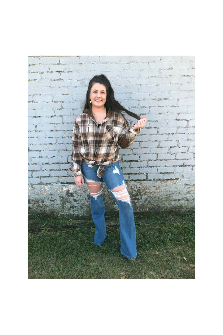Judy Blue High Rise Distressed Flares-Judy Blue-Vintage Dragonfly-Women’s Fashion Boutique Located in Sumrall, Mississippi