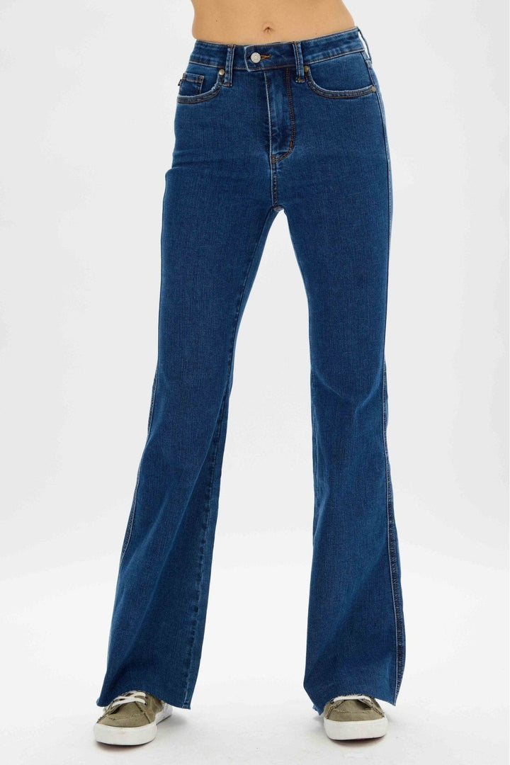 Judy Blue Tummy Control Top Cool Denim Flares - Vintage Dragonfly Boutique