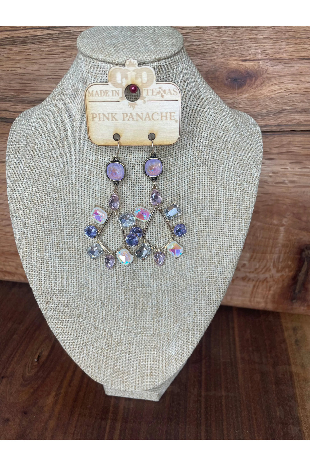 Pink Panache - Purple Crystal Dangle Earrings by Pink Panache - Vintage Dragonfly