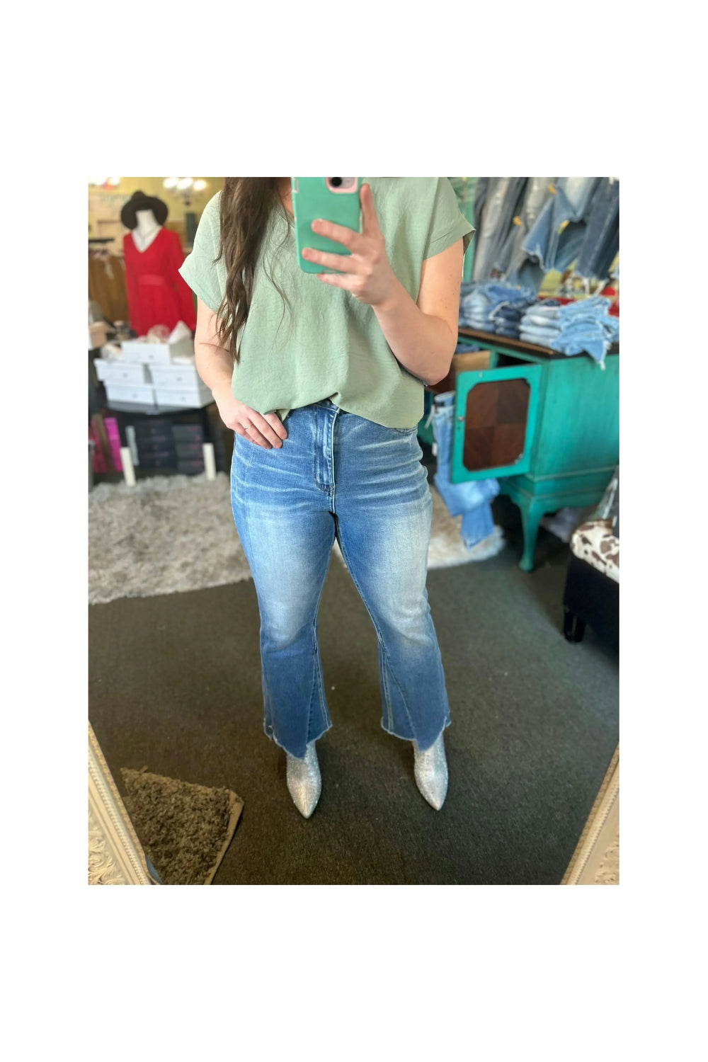 VERVET by Flying Monkey - SUPER HIGH RISE UNEVENLY CUT SEAM SUPER FLARE-Bottoms-VERVET by Flying Monkey-Vintage Dragonfly-Women’s Fashion Boutique Located in Sumrall, Mississippi