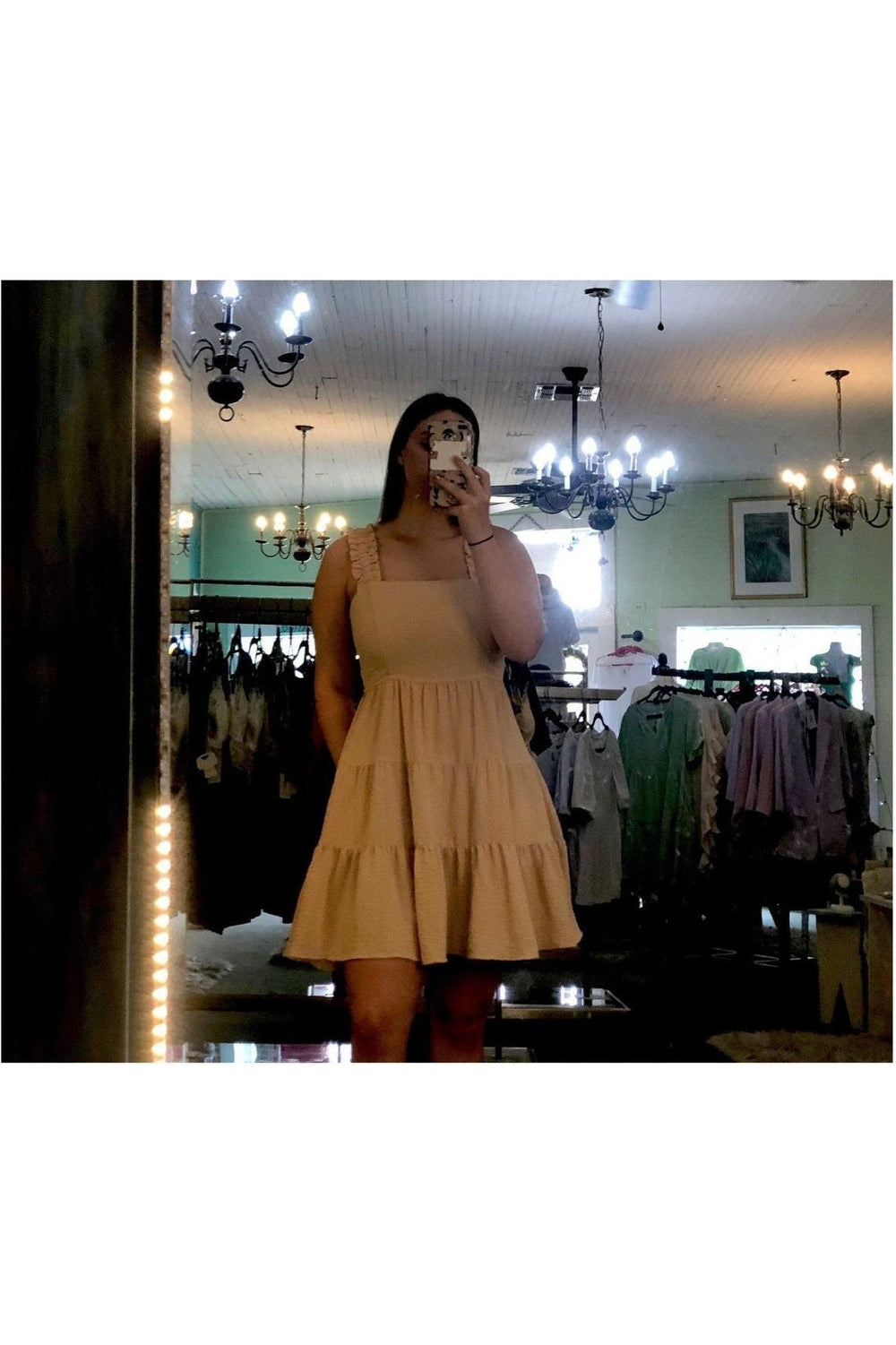 Taupe Three layer Ruffle sleeve Dress - Vintage Dragonfly
