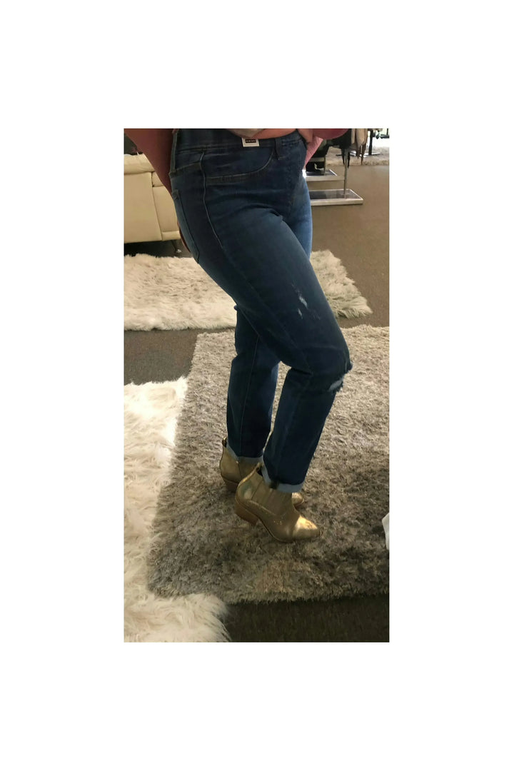 Judy Blue Midrise Destroyed Boyfriend Jeggings-Bottoms-Judy Blue-Vintage Dragonfly-Women’s Fashion Boutique Located in Sumrall, Mississippi