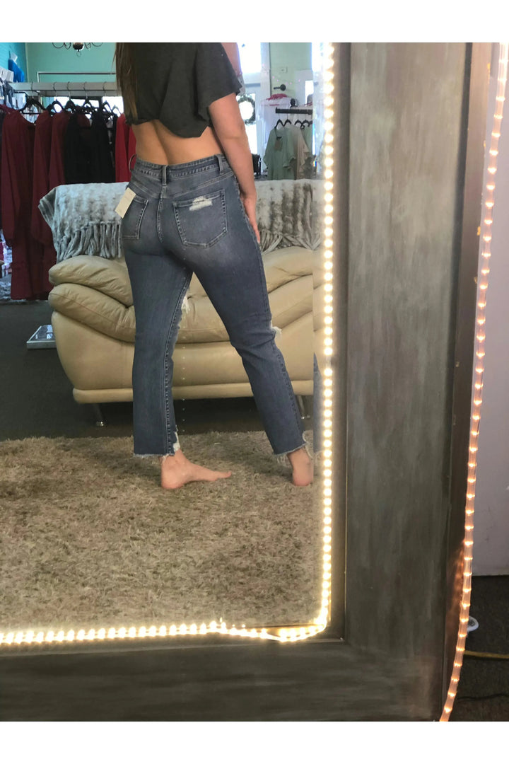 Sleep and Beauty Midrise Straight Cut Jeans - Vintage Dragonfly