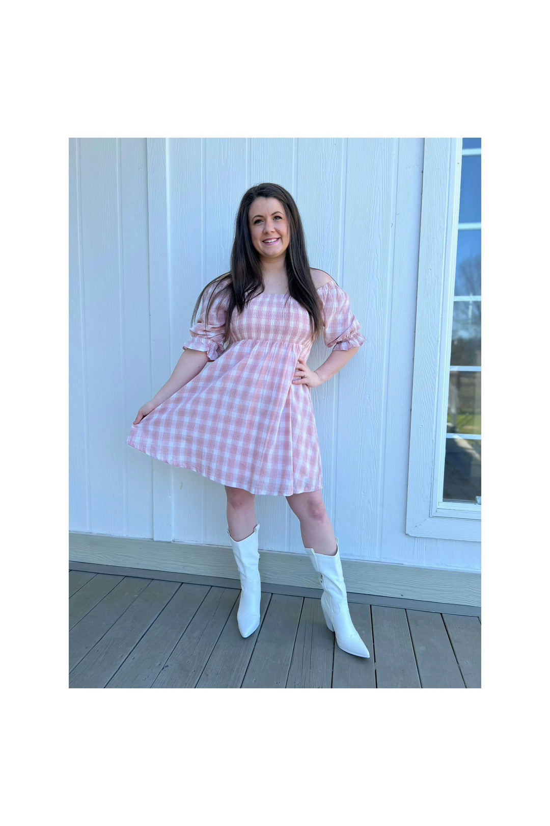 Blush Pink Plaid Dress-Dresses-Kori America-Vintage Dragonfly-Women’s Fashion Boutique Located in Sumrall, Mississippi
