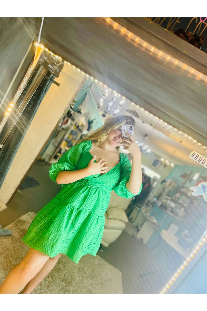 Kelly Green Organza Wrap Dress - Vintage Dragonfly