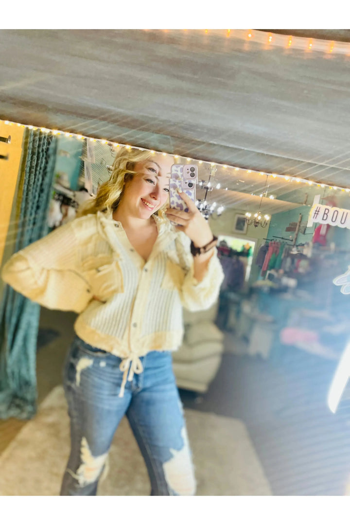 Cream Multicolor Hoodie Top/Jacket - Vintage Dragonfly