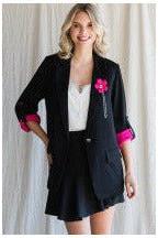 Jodifl Black Blazer 3/4 Length Sleeve Blazer - Vintage Dragonfly Boutique