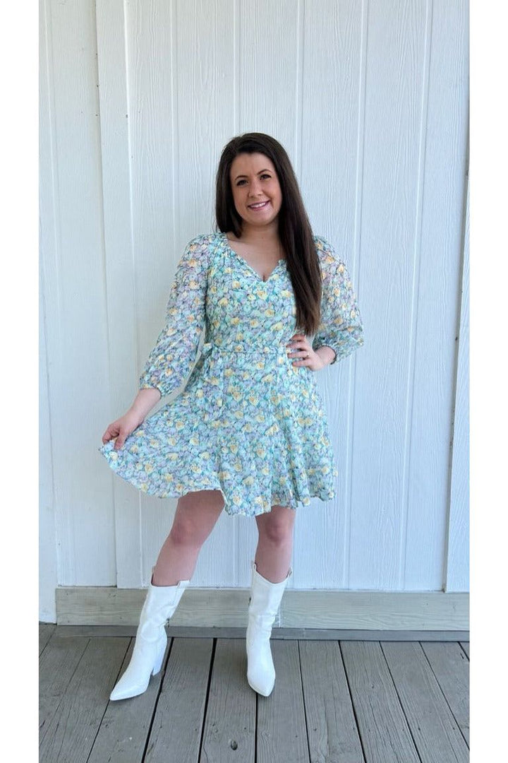 Molly Mint Green soft pattern dress-Kori America-Vintage Dragonfly-Women’s Fashion Boutique Located in Sumrall, Mississippi