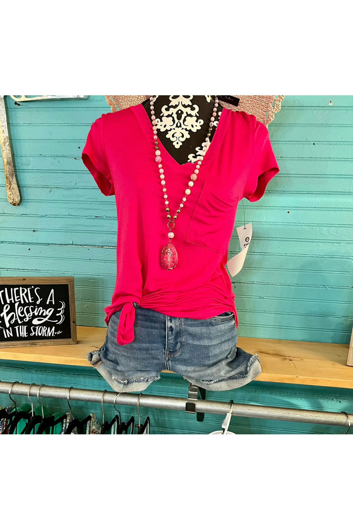 V-Neck Pocket Tee-Tops-Mono B-Vintage Dragonfly-Women’s Fashion Boutique Located in Sumrall, Mississippi
