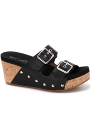 Corky’s Twinkie Black Wedge Sandals - Vintage Dragonfly Boutique