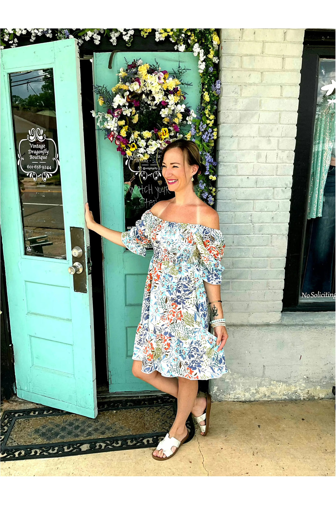 Floral Pattern Smocked Ruffle Babydoll Dress-Dresses-First Love-Vintage Dragonfly-Women’s Fashion Boutique Located in Sumrall, Mississippi