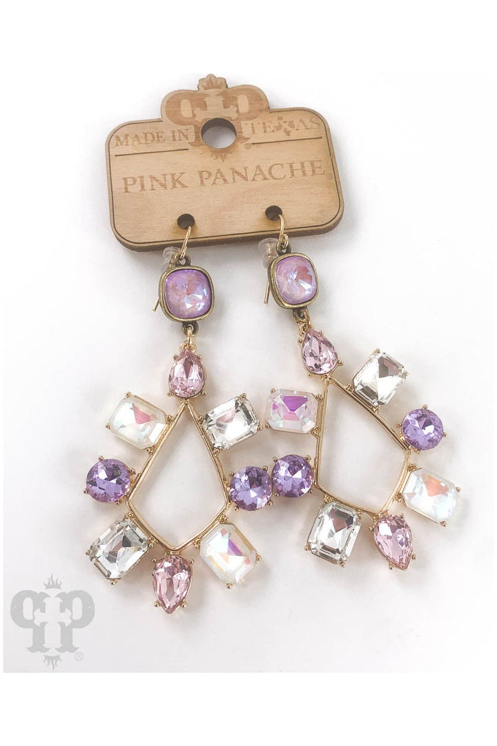 Pink Panache - Purple Crystal Dangle Earrings by Pink Panache - Vintage Dragonfly
