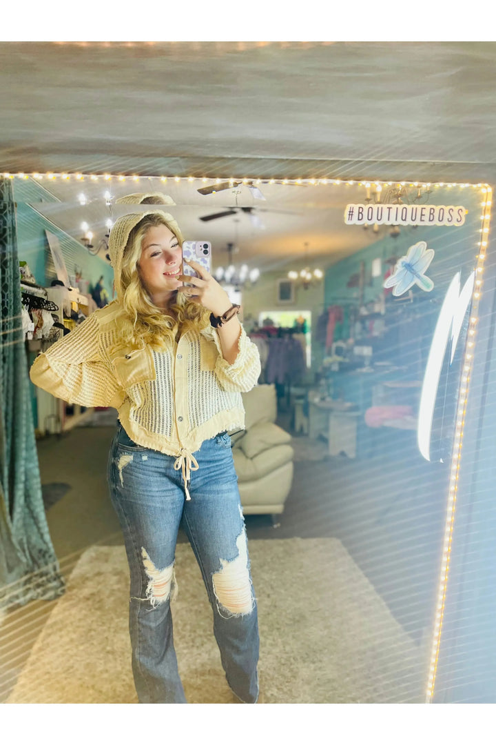 Cream Multicolor Hoodie Top/Jacket - Vintage Dragonfly
