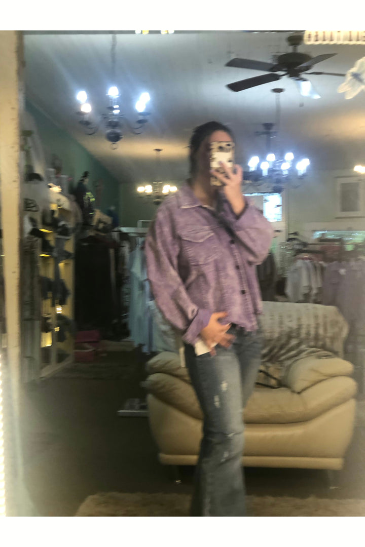 Lavender Vintage Cotton Frayed Hem Jacket - Vintage Dragonfly