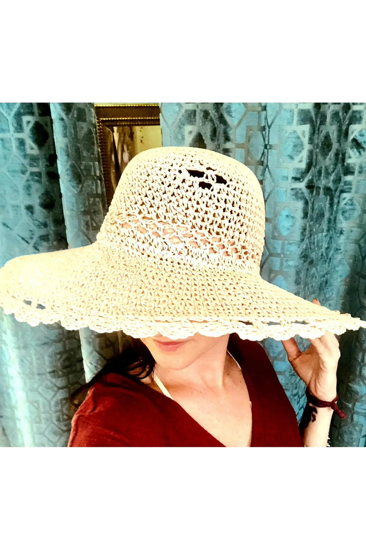 Knit Straw Wide Brim Hat-Accessories-Judson-Vintage Dragonfly-Women’s Fashion Boutique Located in Sumrall, Mississippi