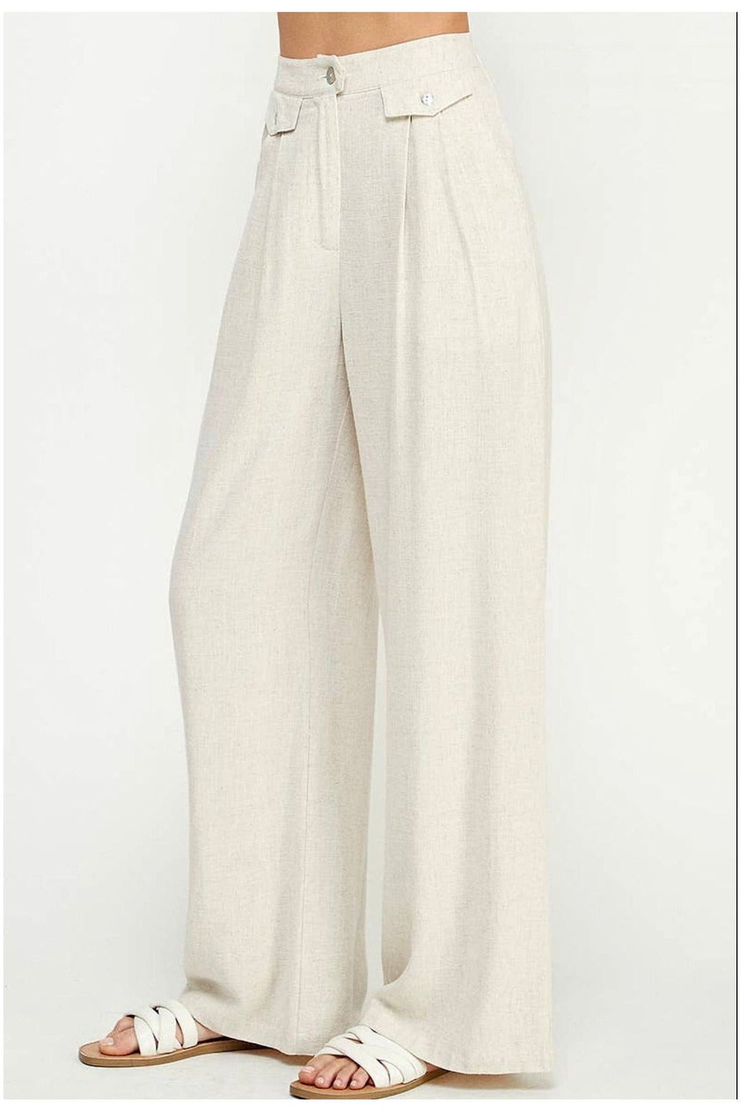 Allie Rose Linen Blend Flowing Dress Pants - Vintage Dragonfly Boutique