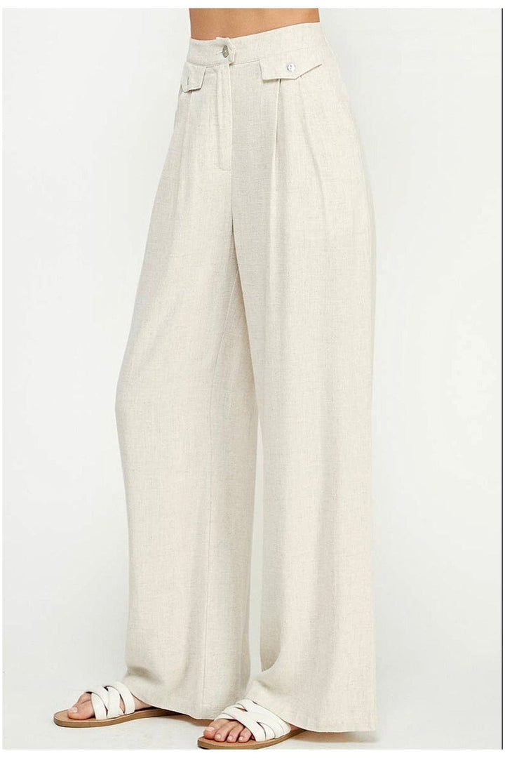 Allie Rose Linen Blend Flowing Dress Pants - Vintage Dragonfly Boutique