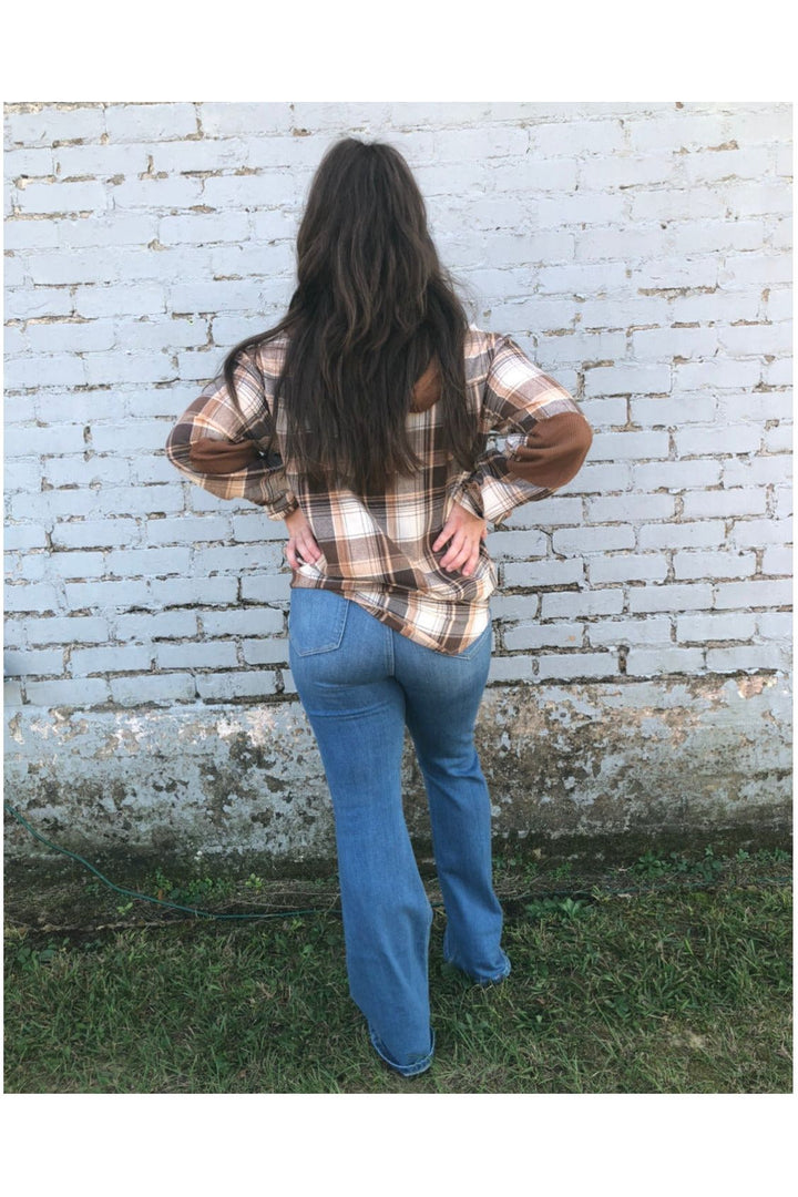 Judy Blue High Rise Distressed Flares-Judy Blue-Vintage Dragonfly-Women’s Fashion Boutique Located in Sumrall, Mississippi