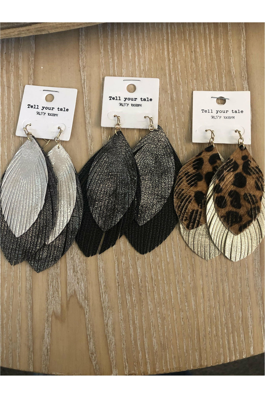 Long Layered Leather Double Feather Earrings-Earrings-Judson-Vintage Dragonfly-Women’s Fashion Boutique Located in Sumrall, Mississippi