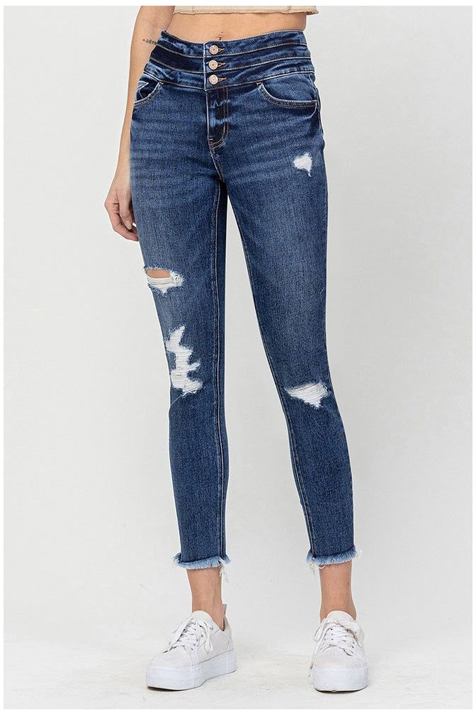 Triple Waistband Crop Skinnies- Vervet-Bottoms-VERVET by Flying Monkey-Vintage Dragonfly-Women’s Fashion Boutique Located in Sumrall, Mississippi