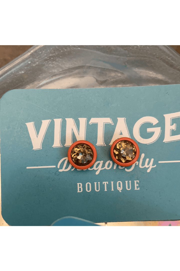 Rhinestone Encased Stud Earrings-Jewelry-Vintage Dragonfly-Vintage Dragonfly-Women’s Fashion Boutique Located in Sumrall, Mississippi